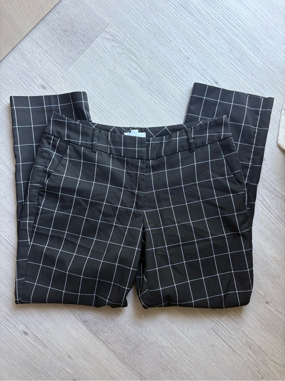 New York & Company Black Pants with White Windowpane Grid- Size 8